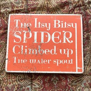 Rustic Orange Wall Sign - The Itsy Bitsy Spider